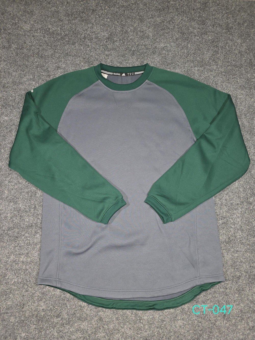 Adidas sample tag long sleeve athletic shirt mens green grey raglan rare